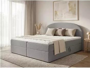 Sofnet Cloud Boxspringbett mit 2 Bettk&auml;sten, Boucl&eacute;, grau, 180x200cm