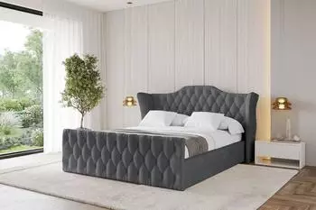 ALTDECOR Zoran-Z Polsterbett mit Bettkasten & Lattenrost, 200x200cm, dunkelgrau (800001639376)