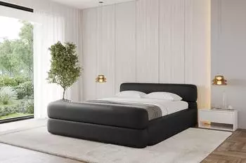 ALTDECOR ENORA-Z-V1 Polsterbett mit Bettkasten und Lattenrost, schwarz, 140x200cm (800001637052)