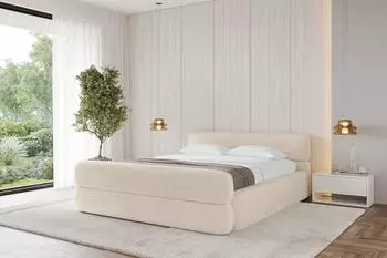 ALTDECOR ENORA-Z-V1 Polsterbett mit Bettkasten und Lattenrost, beige, 180x200cm (800001636997)