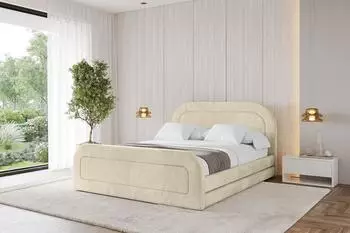 ALTDECOR LERIS-Z Polsterbett mit Bettkasten und Lattenrost, beige, 140x200cm (800001641396)