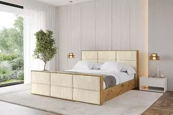 ALTDECOR ENZO1-Z Polsterbett mit Bettkasten und Lattenrost, beige, 180x200cm (800001641707)