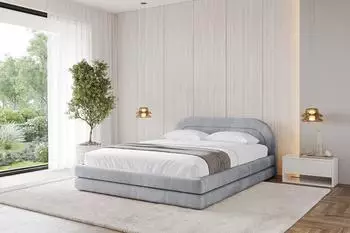ALTDECOR LERIS-v1 Polsterbett mit Bettkasten und Lattenrost, 180x200cm, hellgrau (800001740227)