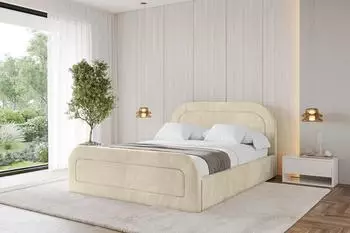 ALTDECOR LERAY-Z Polsterbett mit Bettkasten und Lattenrost, 160x200cm, beige (H3+H4)