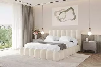 ALTDECOR SORA Polsterbett mit Bettkasten und Lattenrost, 140x200cm, beige (800001636041)
