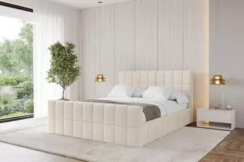 ALTDECOR AMEA-Z Polsterbett mit Bettkasten und Lattenrost, beige, 120x200cm (800001809879)