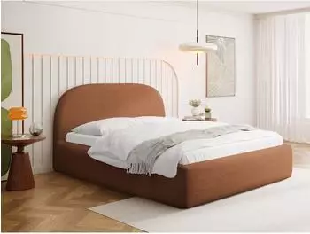 WFL GROUP Puro Polsterbett mit Bettkasten & Metall-Lattenrost, Chenille orange, 200x200cm (800002101017)