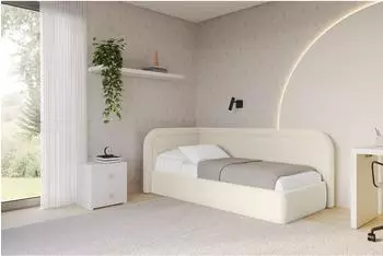 ALTDECOR Jovy Jugendbett mit Bettkasten, Boucl&eacute;, beige, 80x200cm (800001942550)
