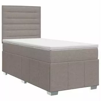vidaXL Boxspringbett mit Matratze, Stoff, taupe, 100x200cm (3454068)