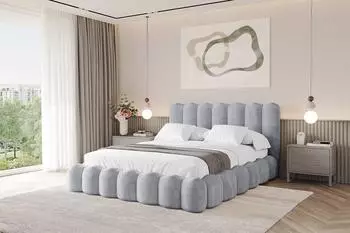 ALTDECOR SORA Polsterbett mit Bettkasten und Lattenrost, 200x200cm, hellgrau (800001636758)
