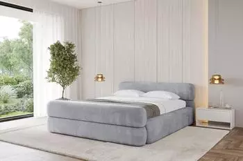 ALTDECOR ENORA-Z-V1 Polsterbett mit Bettkasten und Lattenrost, hellgrau, 200x200cm
