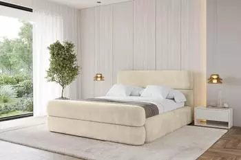 ALTDECOR ENORA-Z Polsterbett mit Bettkasten & Lattenrost, 120x200cm, beige (H3/H4)