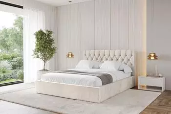 ALTDECOR Reno Polsterbett mit Bettkasten, Lattenrost & Matratze, 200x200cm, beige (800001740286)