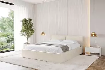 ALTDECOR Emmi-V1 Polsterbett mit Bettkasten & Lattenrost, 180x200cm, beige (800001641959)