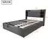 MODFU Hydraulisches Stauraumbett mit Kopfteil-Ablagen & USB/Typ-C, 180x200cm, grau (4070864354591)