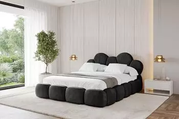 ALTDECOR LANA Polsterbett mit Bettkasten und Lattenrost, 120x200cm, schwarz (800001740434)