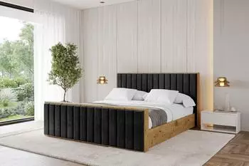 ALTDECOR ENZO4-Z Polsterbett mit Bettkasten und Lattenrost, 120x200cm, schwarz (ENZO4-Z)