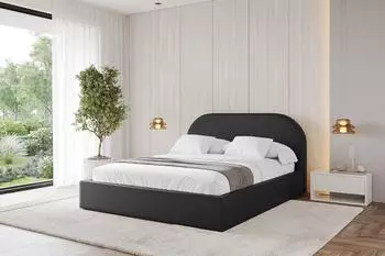 ALTDECOR Tivon Polsterbett mit Bettkasten und Lattenrost, 200x200cm, schwarz Kunstleder