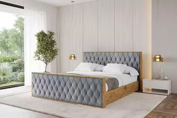 ALTDECOR ENZO5-Z Polsterbett mit Bettkasten und Lattenrost, grau (800001639055)
