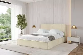 ALTDECOR EMMI Polsterbett mit Bettkasten und Lattenrost, 120x200cm, beige (800001740415)