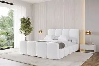 ALTDECOR KALA-Z Polsterbett mit Bettkasten und Lattenrost, 200x200cm, wei&szlig; (800001810486)