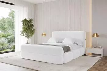 ALTDECOR ELVA-Z Polsterbett mit Bettkasten und Lattenrost, 140x200cm, wei&szlig; (800001809924)
