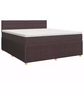 vidaXL Boxspringbett mit Matratze, Stoff, dunkelbraun, 180x200cm (3451520)