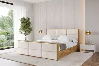ALTDECOR ENZO1-Z Polsterbett mit Bettkasten und Lattenrost, beige, 160x200cm (800001641721)