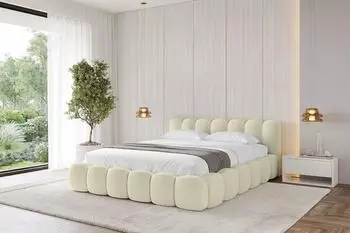 ALTDECOR SENA-v1 Polsterbett mit Bettkasten und Lattenrost, 200x200cm, beige (SENA-v1)