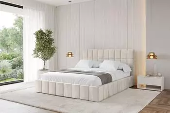 ALTDECOR AMEA Polsterbett mit Bettkasten und Lattenrost, 200x200cm, beige (800001813763)