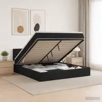 vidaXL Ottoman Bett mit Matratze Schwarz 160 x 200 cm Stoff