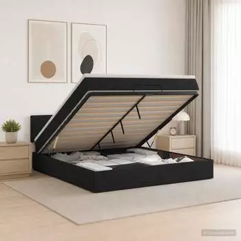 vidaXL Ottoman-Bett mit Matratze, schwarz, 160x200cm, Stoff