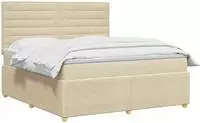 vidaXL LED Boxspringbett mit Matratze Creme 180 x 200 cm Stoff