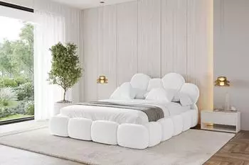 ALTDECOR LANA Polsterbett mit Bettkasten und Lattenrost 180x200cm, wei&szlig; (800001740453)