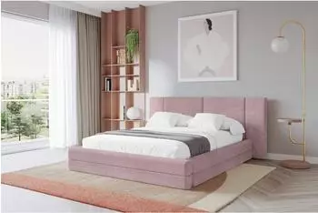 ALTDECOR TEVO Polsterbett mit Bettkasten, Lattenrost & Matratze H3/H4, 200x200cm, rosa (800002004155)