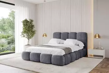 ALTDECOR KALA Polsterbett mit Bettkasten und Lattenrost, 200x200cm, dunkelgrau (800001809289)
