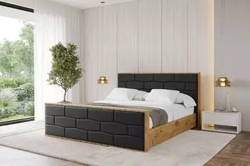 ALTDECOR Enzo8-Z Polsterbett mit Bettkasten und Lattenrost, schwarz, 120x200cm (800001640982)