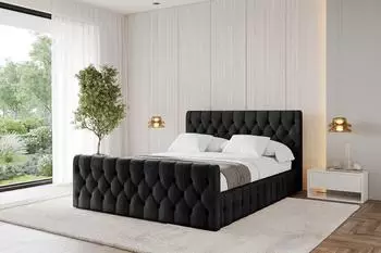 ALTDECOR LARO-Z Polsterbett mit Bettkasten und Lattenrost, 180x200cm, schwarz
