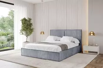 ALTDECOR EMMI Polsterbett mit Bettkasten und Lattenrost, 140x200cm, grau (800001641502)
