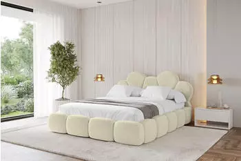 ALTDECOR Lana Polsterbett mit Bettkasten, Lattenrost & Matratze H3/H4, 180x200cm, beige (800001812857)