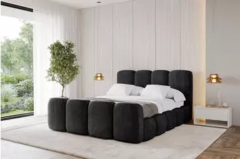 ALTDECOR KALA-Z Polsterbett mit Bettkasten und Lattenrost, schwarz, 120x200cm (800001810532)