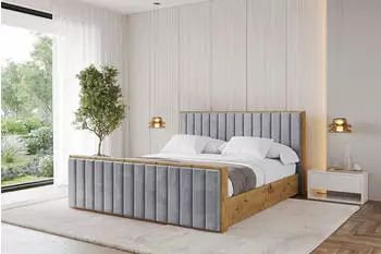 ALTDECOR ENZO4-Z Polsterbett mit Bettkasten und Lattenrost, grau, 120x200cm (800001810723)