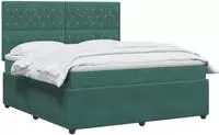 vidaXL Boxspringbett mit Matratze Dunkelgr&uuml;n 180 x 200 cm Samt