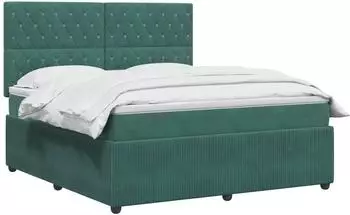 vidaXL Boxspringbett mit Matratze 180x200cm, Samt, dunkelgr&uuml;n