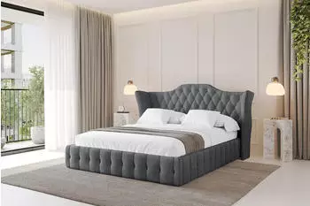 ALTDECOR MODY Polsterbett mit Bettkasten und Lattenrost 140x200cm, dunkelgrau