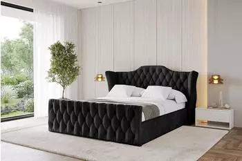 ALTDECOR ZORAN-Z Polsterbett mit Bettkasten und Lattenrost, 180x200cm, schwarz (800001636937)