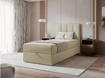 Mirjan24 Rebos Single Boxspringbett mit Bettkasten, H3, Bonellfederkern, 90x200cm