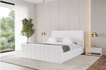 ALTDECOR AMEA-Z Polsterbett mit Bettkasten und Lattenrost, 200x200cm, wei&szlig; (800001810807)