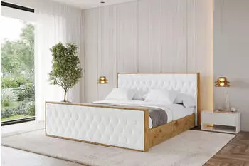 ALTDECOR Enzo5-Z Polsterbett mit Bettkasten und Lattenrost, 160x200cm, wei&szlig; Kunstleder (800001639033)