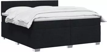 vidaXL Boxspringbett mit Matratze und LED, Stoff, schwarz, 200x200cm (3452017)